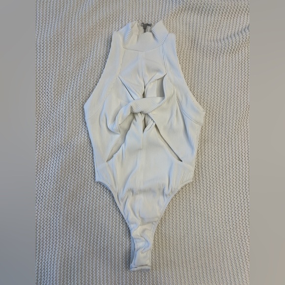 Maniere De Voir Tops - Manière de Voir Ribbed Bodysuit with front cutout details